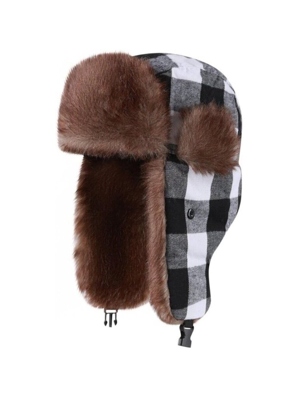 Unisex White lattice 100% Polyester Skiing Trooper Winter Ear Flaps Trapper Hat